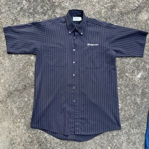 Vintage Men’s Large Snap-On Embroidered Pin Stripe Work Shirt Made In The USA